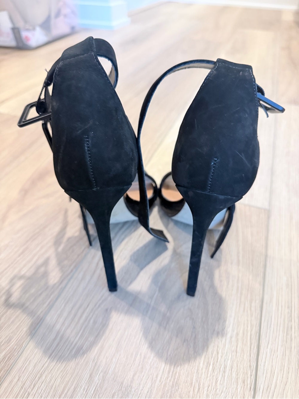 Aldo Black Suede Crisscross Ankle-Strap Heels - Picture 4 of 4